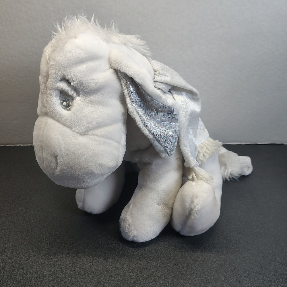 Disney Eeyore Plush Unisex 13in White (Winter Holiday Scarf Glitter)